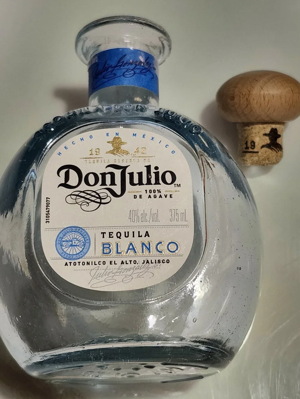 Don Julio Blanco Empty Bottle Lot 375ml 50ml Mini Blue Glass Wood Cork Tequila